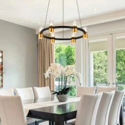 VONN LIGHTING VONN Artisan Ellegi VMC34224BL 24" Integrated LED ETL Certified Pendant, Height Adjustable Chandelier, Black -VONN LIGHTING VMC3422BL IMAGE 9