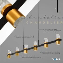 VONN LIGHTING VONN Artisan Ellegi VMC34247BL 47" Integrated LED ETL Certified Pendant, Height Adjustable Chandelier, Black 19 VONN LIGHTING VONN Artisan Ellegi VMC34247BL 47" Integrated LED ETL Certified Pendant, Height Adjustable Chandelier, Black -VONN LIGHTING VMC34247BL INFOGRAPH
