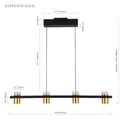 VONN LIGHTING VONN Artisan Ferro VMC34334BL 34" Integrated LED ETL Certified Pendant, Height Adjustable Chandelier, Black -VONN LIGHTING VMC34334BL DIMENSIONS