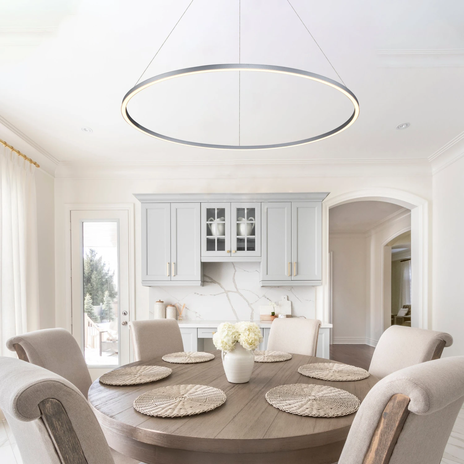 VONN LIGHTING VONN Tania VMC34912AL 51" ETL Certified Integrated LED Ring Chandelier Height Adjustable Pendant In Silver 7 VONN LIGHTING VONN Tania VMC34912AL 51" ETL Certified Integrated LED Ring Chandelier Height Adjustable Pendant In Silver - Image 5