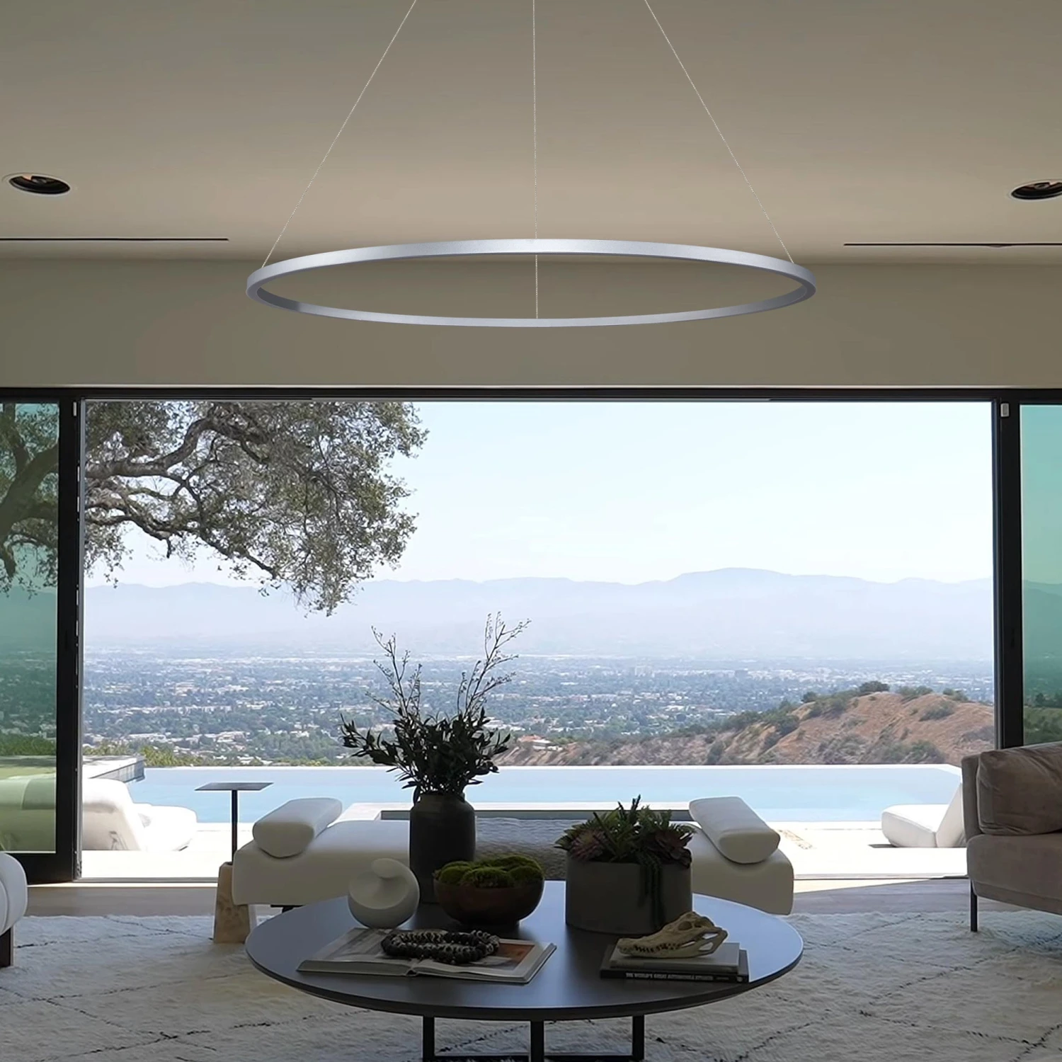 VONN LIGHTING VONN Tania VMC34912AL 51" ETL Certified Integrated LED Ring Chandelier Height Adjustable Pendant In Silver 10 VONN LIGHTING VONN Tania VMC34912AL 51" ETL Certified Integrated LED Ring Chandelier Height Adjustable Pendant In Silver - Image 8