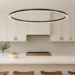 VONN LIGHTING VONN Tania VMC34912BL 51" ETL Certified Integrated LED Ring Chandelier Height Adjustable Pendant In Black -VONN LIGHTING VMC34912BL 9