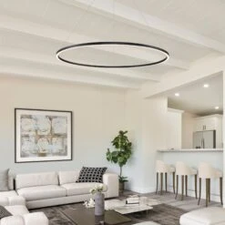 VONN LIGHTING VONN Tania VMC34912BL 51" ETL Certified Integrated LED Ring Chandelier Height Adjustable Pendant In Black -VONN LIGHTING VMC34912BL IMAGE 4