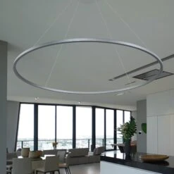 VONN LIGHTING VONN Tania VMC34960AL 60" Integrated LED ETL Certified Ring Chandelier, Height Adjustable Pendant In Silver -VONN LIGHTING VMC34960AL IMAGE 3