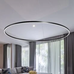 VONN LIGHTING VONN Tania VMC34960BL 60" Integrated LED ETL Certified Ring Chandelier, Height Adjustable Pendant In Black -VONN LIGHTING VMC34960BL IMAGE 3