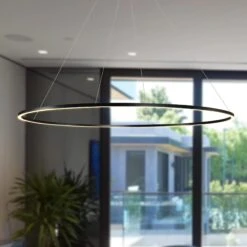 VONN LIGHTING VONN Tania VMC34960BL 60" Integrated LED ETL Certified Ring Chandelier, Height Adjustable Pendant In Black -VONN LIGHTING VMC34960BL IMAGE 4