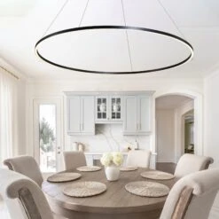 VONN LIGHTING VONN Tania VMC34960BL 60" Integrated LED ETL Certified Ring Chandelier, Height Adjustable Pendant In Black -VONN LIGHTING VMC34960BL IMAGE 5