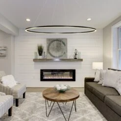 VONN LIGHTING VONN Tania VMC34960BL 60" Integrated LED ETL Certified Ring Chandelier, Height Adjustable Pendant In Black -VONN LIGHTING VMC34960BL IMAGE 7