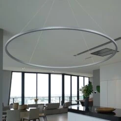 VONN LIGHTING VONN Tania VMC34972AL 72" Integrated LED ETL Certified Ring Chandelier, Height Adjustable Pendant In Silver -VONN LIGHTING VMC34972AL IMAGE 3