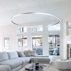 VONN LIGHTING VONN Tania VMC34972AL 72" Integrated LED ETL Certified Ring Chandelier, Height Adjustable Pendant In Silver -VONN LIGHTING VMC34972AL IMAGE 4