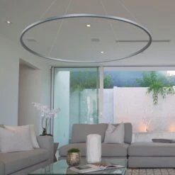 VONN LIGHTING VONN Tania VMC34972AL 72" Integrated LED ETL Certified Ring Chandelier, Height Adjustable Pendant In Silver -VONN LIGHTING VMC34972AL IMAGE 5