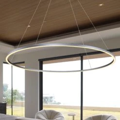 VONN LIGHTING VONN Tania VMC34972AL 72" Integrated LED ETL Certified Ring Chandelier, Height Adjustable Pendant In Silver -VONN LIGHTING VMC34972AL IMAGE 6