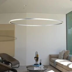 VONN LIGHTING VONN Tania VMC34972AL 72" Integrated LED ETL Certified Ring Chandelier, Height Adjustable Pendant In Silver -VONN LIGHTING VMC34972AL IMAGE 7