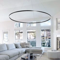 VONN LIGHTING VONN Tania VMC34972BL 72" Integrated LED ETL Certified Ring Chandelier, Height Adjustable Pendant In Black -VONN LIGHTING VMC34972BL IMAGE 4