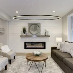 VONN LIGHTING VONN Tania VMC34972BL 72" Integrated LED ETL Certified Ring Chandelier, Height Adjustable Pendant In Black -VONN LIGHTING VMC34972BL IMAGE 7