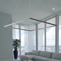 VONN LIGHTING VONN Atria VMC35511AL 39" ETL Certified Integrated LED Square Chandelier, Height Adjustable Pendant In Silver -VONN LIGHTING VMC35511AL IMAGE 3