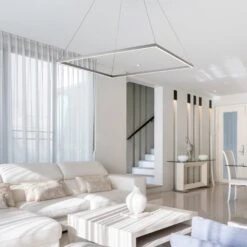 VONN LIGHTING VONN Atria VMC35511AL 39" ETL Certified Integrated LED Square Chandelier, Height Adjustable Pendant In Silver -VONN LIGHTING VMC35511AL IMAGE 8