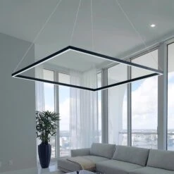 VONN LIGHTING VONN Atria VMC35511BL 39" ETL Certified Integrated LED Square Chandelier, Height Adjustable Pendant In Black -VONN LIGHTING VMC35511BL IMAGE 3