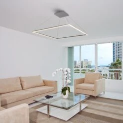 VONN LIGHTING VONN Atria VMC35512AL 51" ETL Certified Integrated LED Square Chandelier Height Adjustable Pendant In Silver -VONN LIGHTING VMC35512AL IMAGE 4