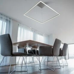 VONN LIGHTING VONN Atria VMC35512AL 51" ETL Certified Integrated LED Square Chandelier Height Adjustable Pendant In Silver -VONN LIGHTING VMC35512AL IMAGE 5