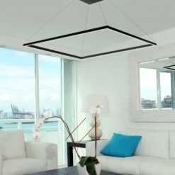 VONN LIGHTING VONN Atria VMC35512BL 51" ETL Certified Integrated LED Square Chandelier Height Adjustable Pendant In Black -VONN LIGHTING VMC35512BL IMAGE 6