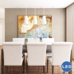 VONN LIGHTING VONN Gatria VMP21523WH 11" X 6" Triple LED ETL Certified Pendant With White Glass Shades, White -VONN LIGHTING VMP21523WH 2 LED