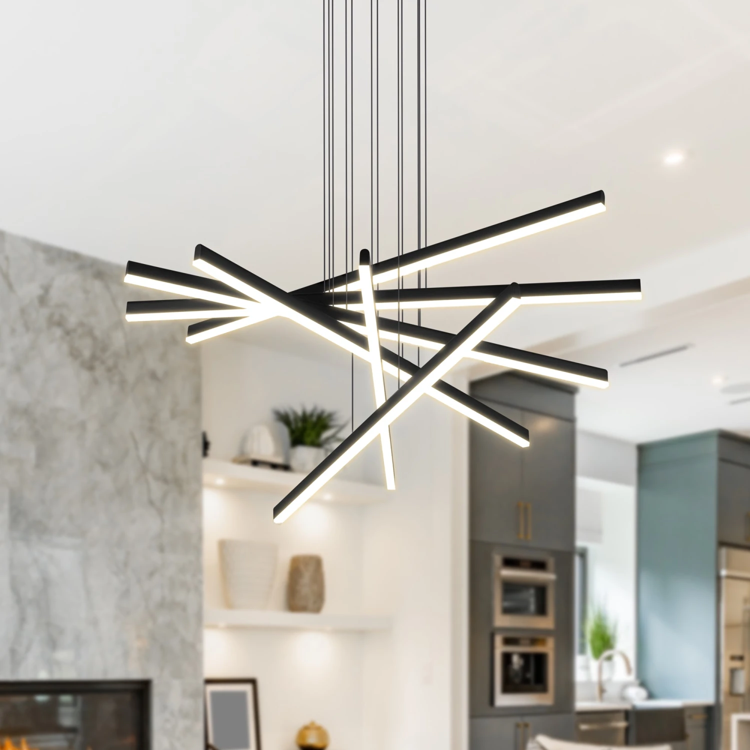 VONN LIGHTING VONN Sirius VMP25060BL 32" Integrated LED ETL Certified Pendant, Height Adjustable Chandelier In Black 6 VONN LIGHTING VONN Sirius VMP25060BL 32" Integrated LED ETL Certified Pendant, Height Adjustable Chandelier In Black - Image 4