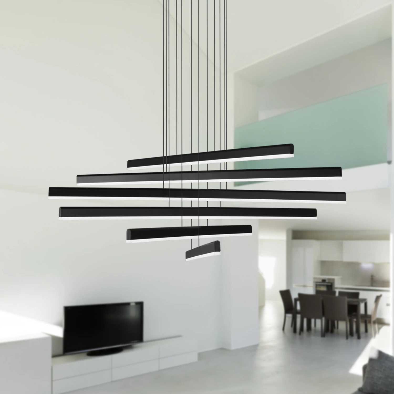 VONN LIGHTING VONN Sirius VMP25060BL 32" Integrated LED ETL Certified Pendant, Height Adjustable Chandelier In Black 11 VONN LIGHTING VONN Sirius VMP25060BL 32" Integrated LED ETL Certified Pendant, Height Adjustable Chandelier In Black - Image 9