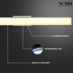 VONN LIGHTING VONN Procyon VMW11200AL 24" Integrated AC LED ADA Compliant ETL Certified Bathroom Wall Fixture In Silver -VONN LIGHTING VMW11200AL Infograph
