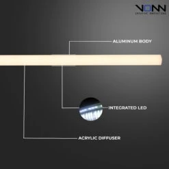 VONN LIGHTING VONN Procyon VMW11636AL 36" Integrated AC LED ADA Compliant ETL Certified Bathroom Wall Fixture In Silver -VONN LIGHTING VMW11636AL Infograph