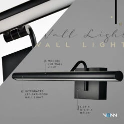 VONN LIGHTING VONN Procyon VMW11900BL 24" Integrated LED ETL Certified Bathroom Wall Lighting Fixture, Black -VONN LIGHTING VMW11900BL Infograph 2