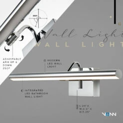 VONN LIGHTING VONN Procyon VMW11900CH 24" Integrated LED ETL Certified Bathroom Wall Lighting Fixture, Chrome -VONN LIGHTING VMW11900CH Infograph