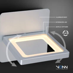 VONN LIGHTING VONN Atria VMW17400BL 6" Rotative ETL Certified Integrated LED Wall Sconce Light Fixture In Black -VONN LIGHTING VMW17400BL IMAGE 4