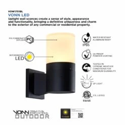 VONN LIGHTING VONN 9" Modern VOW1751BL 5-Watt ETL Certified Integrated LED Outdoor Wall Sconce In Matte Black -VONN LIGHTING VOW1751BL IMAGE PRODUCT INFO