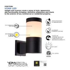 VONN LIGHTING VONN 11" Modern VOW1752BL 5-Watt ETL Certified Integrated LED Outdoor Wall Sconce In Matte Black -VONN LIGHTING VOW1752BL IMAGE PRODUCT INFO
