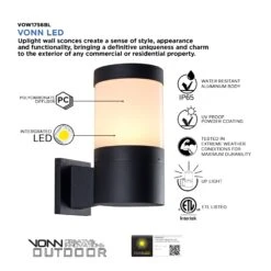VONN LIGHTING VONN 11" Modern VOW1756BL 5-Watt ETL Certified Integrated LED Outdoor Wall Sconce In Matte Black -VONN LIGHTING VOW1756BL IMAGE PRODUCT INFO 5e73c536 ec4f 42ca a743 36576c213a83