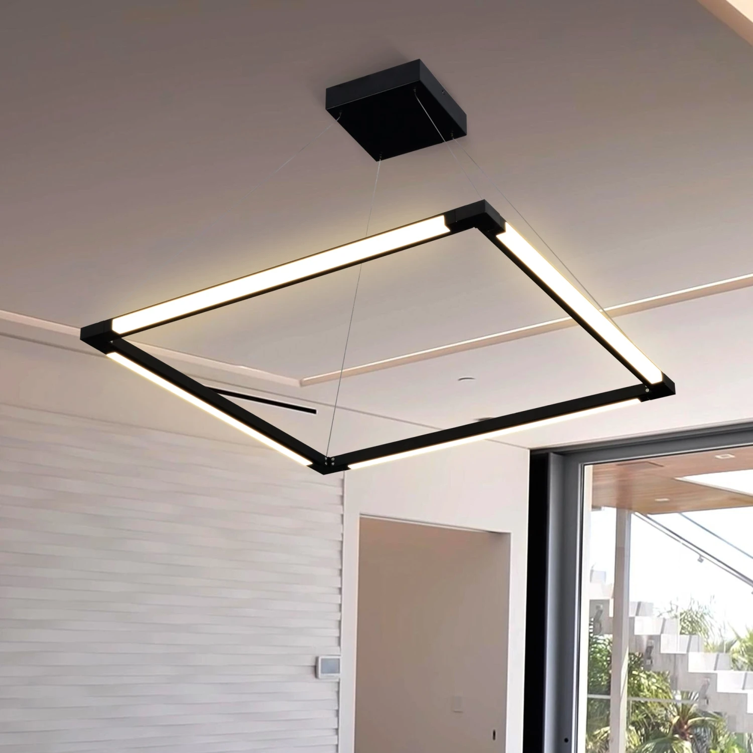 VONN LIGHTING VONN Atria VRC39104BL 24" Integrated LED ETL Certified Height Adjustable Square Chandelier, 180 Rotation Of Axes 4 VONN LIGHTING VONN Atria VRC39104BL 24" Integrated LED ETL Certified Height Adjustable Square Chandelier, 180 Rotation Of Axes - Image 2