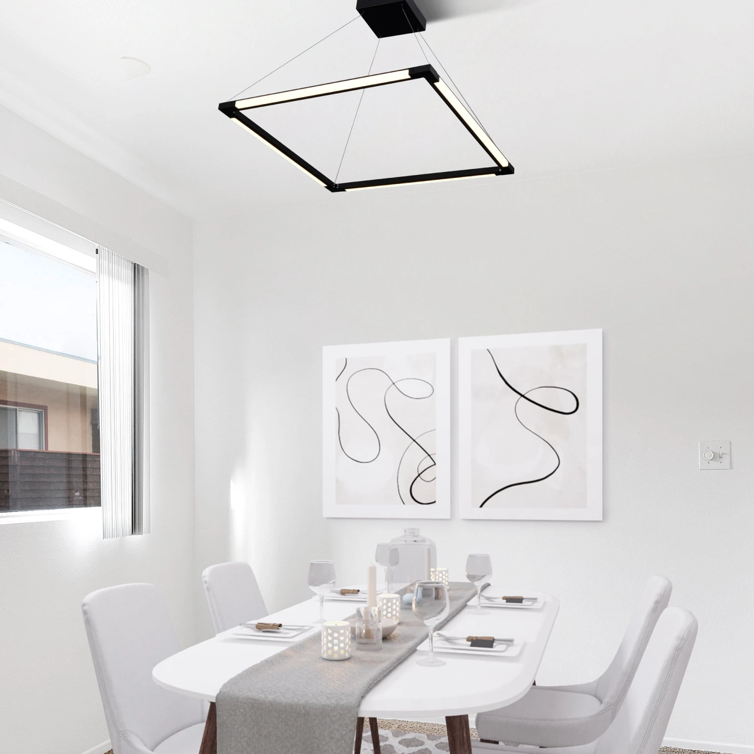 VONN LIGHTING VONN Atria VRC39104BL 24" Integrated LED ETL Certified Height Adjustable Square Chandelier, 180 Rotation Of Axes 6 VONN LIGHTING VONN Atria VRC39104BL 24" Integrated LED ETL Certified Height Adjustable Square Chandelier, 180 Rotation Of Axes - Image 4