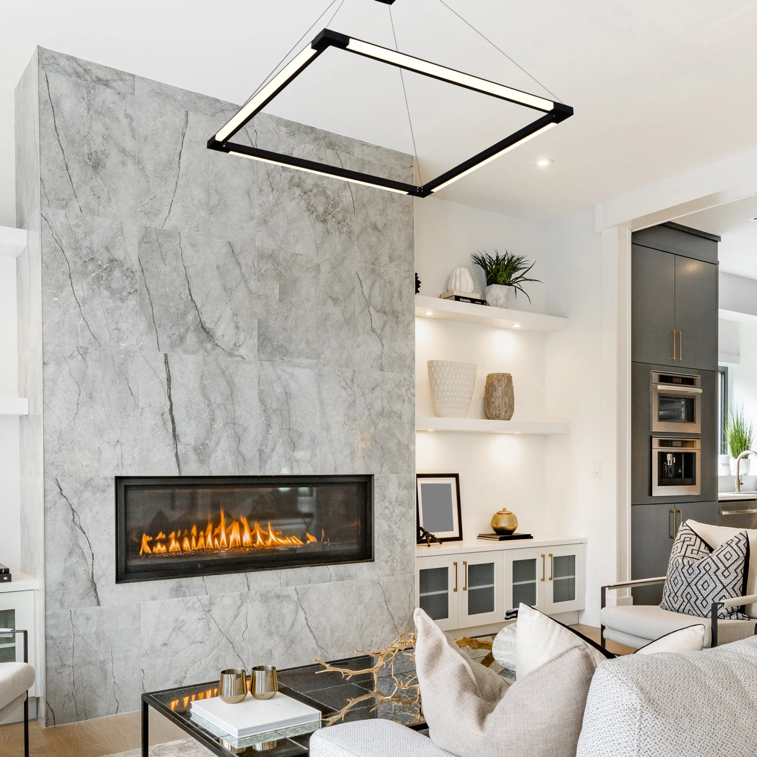 VONN LIGHTING VONN Atria VRC39104BL 24" Integrated LED ETL Certified Height Adjustable Square Chandelier, 180 Rotation Of Axes 7 VONN LIGHTING VONN Atria VRC39104BL 24" Integrated LED ETL Certified Height Adjustable Square Chandelier, 180 Rotation Of Axes - Image 5