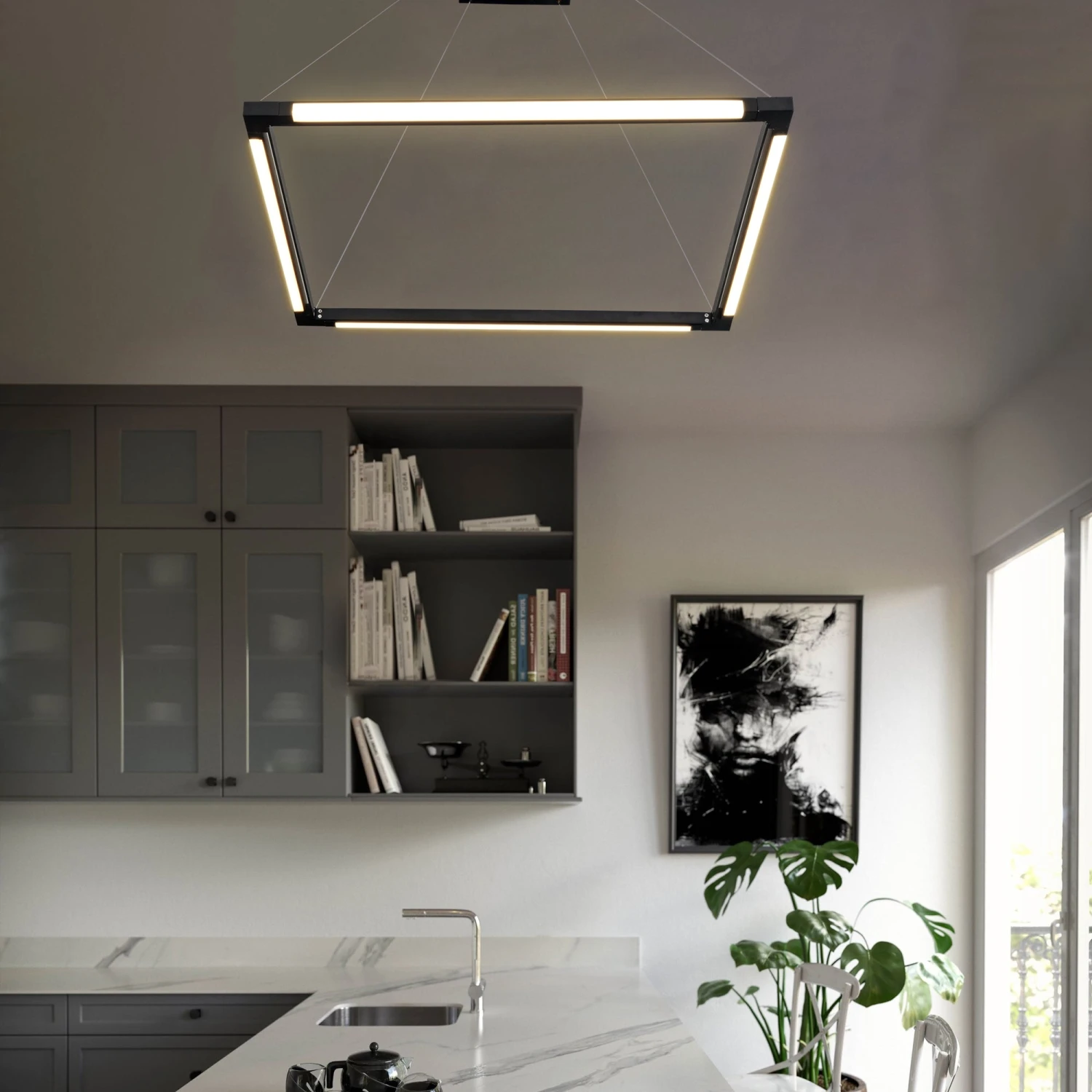 VONN LIGHTING VONN Atria VRC39104BL 24" Integrated LED ETL Certified Height Adjustable Square Chandelier, 180 Rotation Of Axes 9 VONN LIGHTING VONN Atria VRC39104BL 24" Integrated LED ETL Certified Height Adjustable Square Chandelier, 180 Rotation Of Axes - Image 7