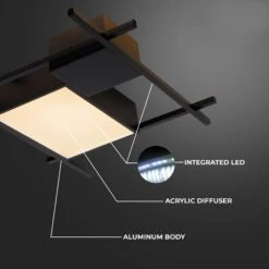 VONN LIGHTING VONN Radium VRCF49304BL 19" Integrated LED ETL Certified Ceiling Lighting Rectangular Semi Flush In Black -VONN LIGHTING VRCF49304BL Infograph