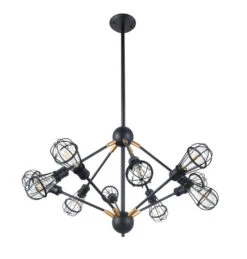 VONN LIGHTING VONN VVC31320BL 36" UL Certified Multi-Pivoting-Arm Chandelier With LED Filament Bulbs, Matte Black