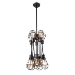 VONN LIGHTING VONN VVC31320BL 36" UL Certified Multi-Pivoting-Arm Chandelier With LED Filament Bulbs, Matte Black -VONN LIGHTING VVC31320BL 3 1